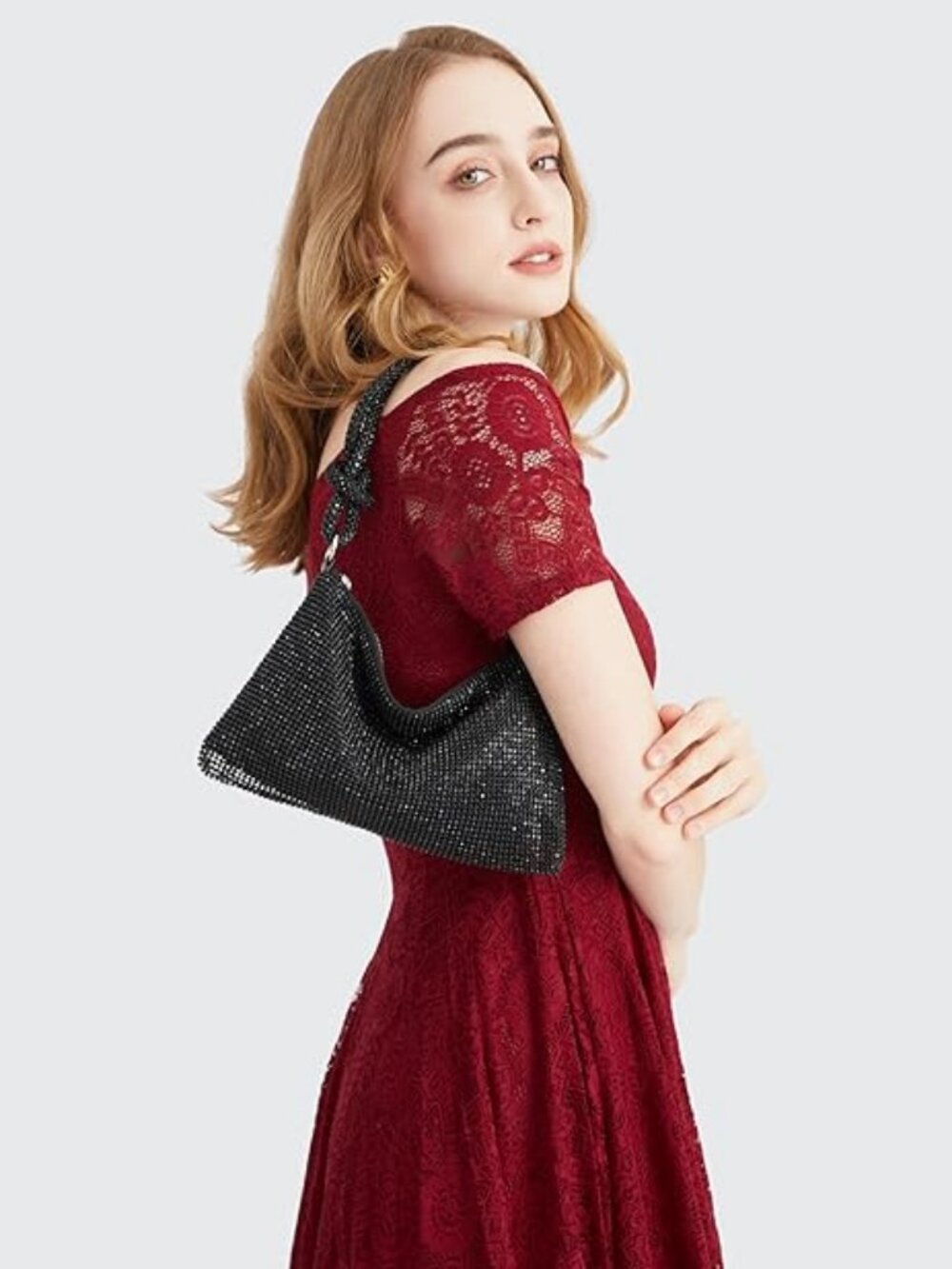 Sparkly Rhinestone Evening Clutch – Women’s Small Dressy Purse for Party & Night - Picture 4 of 7